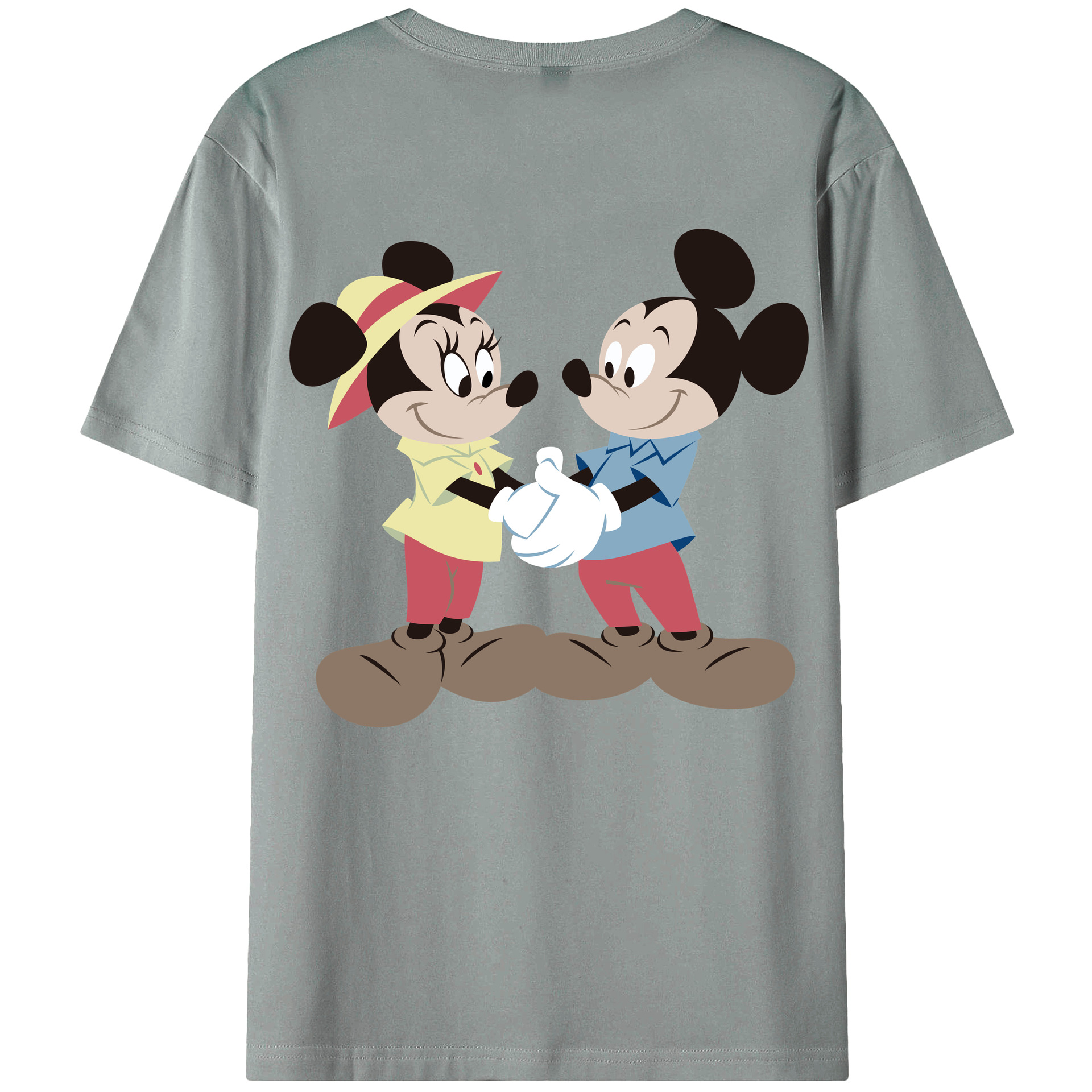 （画像用） ミッキーマウス Mickey Mouse 綿100％ メンズ半袖Tシャツ（バックプリント） 通気性